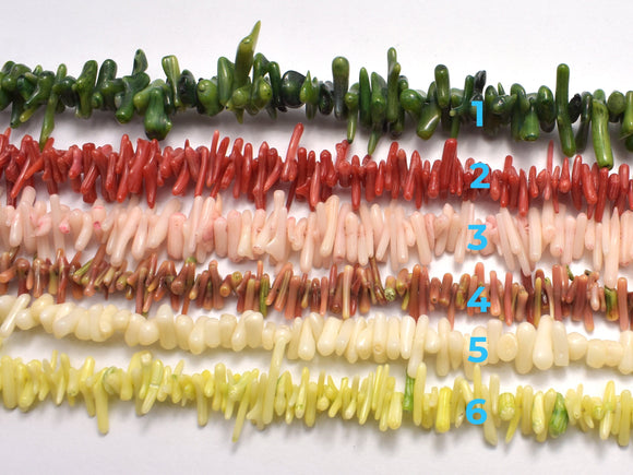 Coral, 7mm - 12mm Stick Beads, 15-16 Inch-BeadDirect