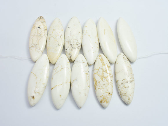 White Howlite 20x57mm Marquise Beads, Side Drilled, 4pieces-BeadDirect