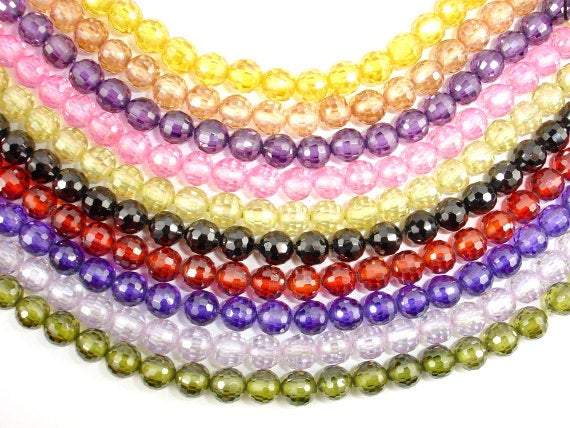 CZ beads, 6 mm Faceted Round-Cubic Zirconia-BeadDirect