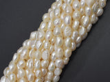 Fresh Water Pearl Beads, White, Nugget, 7x9 mm-BeadDirect