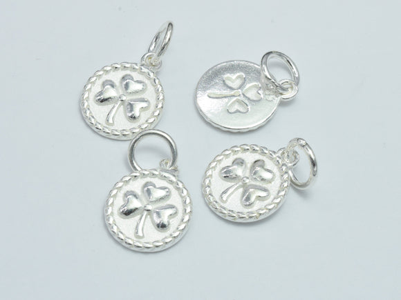 2pcs 925 Sterling Silver Charms, Flower Charms, 10mm Coin-BeadDirect