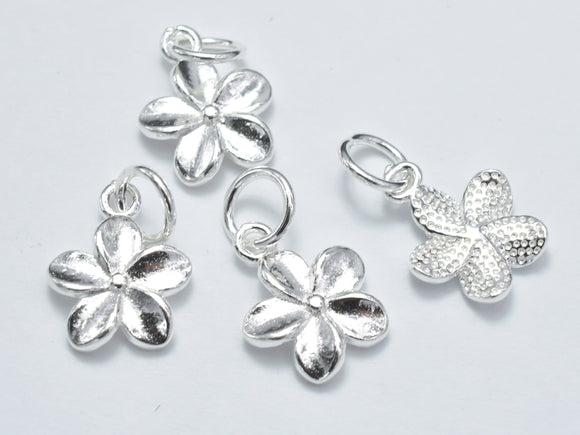 2pcs 925 Sterling Silver Charm, Flower Charm, 10mm-Metal Findings & Charms-BeadDirect
