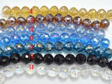 Crystal Glass Beads, 12mm Faceted Round Beads with AB, 12 beads-Pearls & Glass-BeadDirect