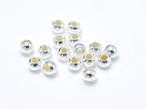 Approx 100pcs 925 Sterling Silver Beads, 2mm Round Beads, Hole 1mm-Metal Findings & Charms-BeadDirect