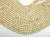 White Fossil Jasper Beads, 6mm (6.5mm) Round Beads-Gems: Round & Faceted-BeadDirect