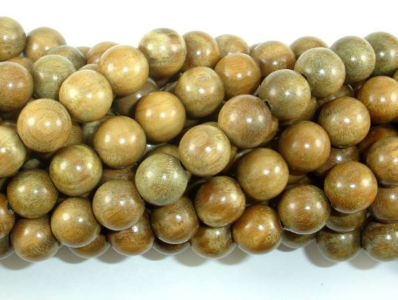 Green Sandalwood Beads, 10mm Round Beads-Wood-BeadDirect