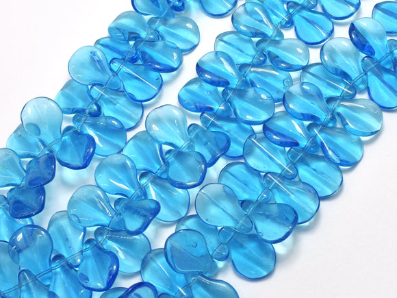 Glass Beads-Blue, 13x19mm Leaf beads, 10 Inch-BeadDirect