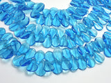 Glass Beads-Blue, 13x19mm Leaf beads, 10 Inch-BeadDirect