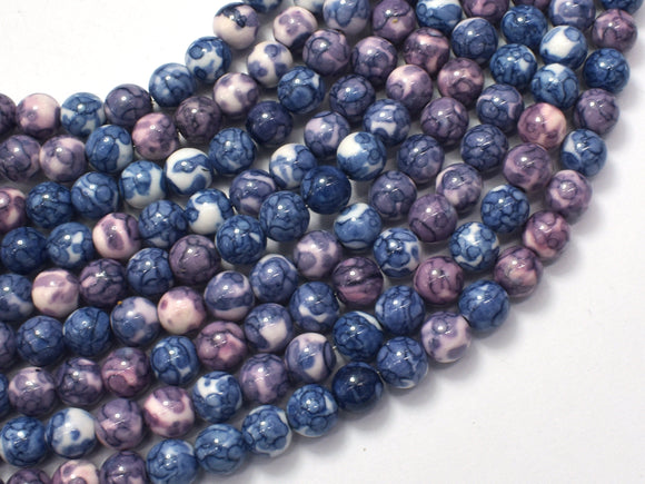 Rain Flower Stone, Blue & Purple, 6mm (6.7 mm) Round-BeadDirect