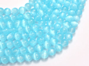 Selenite - Blue, 8mm (8.5mm) Round-BeadDirect