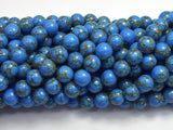 Howlite Turquoise - Blue with Gold Line, 8mm (8.3mm)-BeadDirect