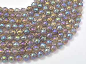 Mystic Coated Gray Agate, 8mm Faceted Round Beads, AB Coated-BeadDirect