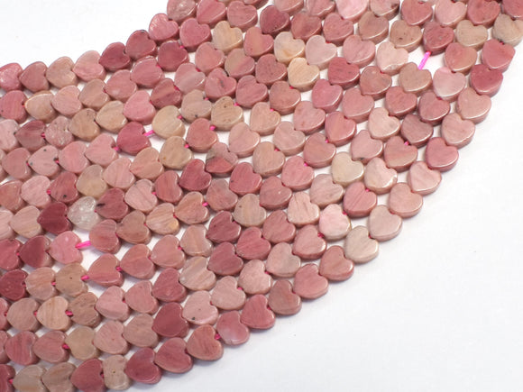 Rhodonite, 4mm Heart Beads, 15 Inch