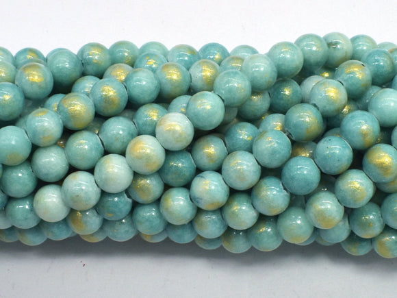 Mashan Jade - Green & Blue, 6mm (6.5mm) Round-BeadDirect