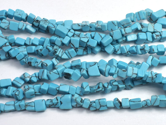 Howlite Turquoise-Blue, 4-7mm Chips Beads, 34 Inch-BeadDirect