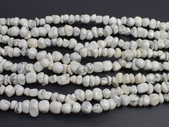 White Howlite, 5-10mm Pebble Chips Beads, 34 Inch-BeadDirect