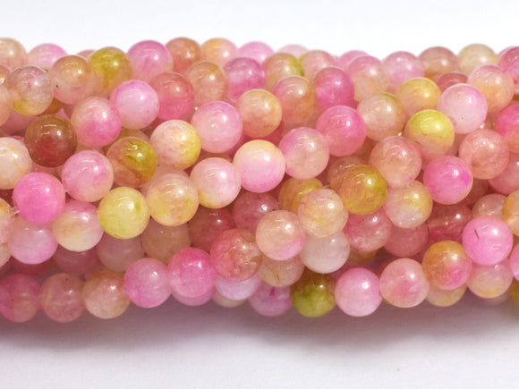 Jade - Pink & Yellow, 4mm (4.5mm) Round-BeadDirect