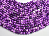 Rain Flower Stone, Purple, White, 6mm Round Beads-BeadDirect