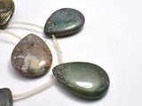 Indian Agate, Fancy Jasper, 30x40mm Flat Teardrop, Side Drilled-BeadDirect