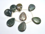 Indian Agate, Fancy Jasper, 30x40mm Flat Teardrop, Side Drilled-BeadDirect