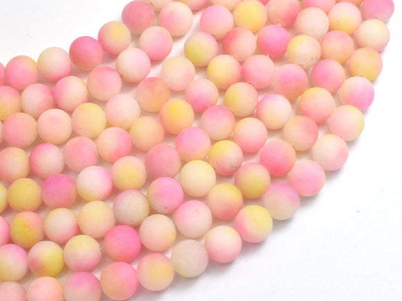 Matte Jade - Pink & Yellow, 8mm Round-BeadDirect