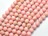 Shell Howlite-Pink, with Trochus Shell, 8mm (8.5mm) Round