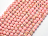 Shell Howlite-Pink, with Trochus Shell, 6mm (6.5mm)-BeadDirect