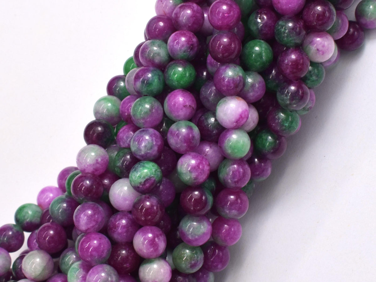 Jade - Ruby & Green, 6mm Round – BeadDirect