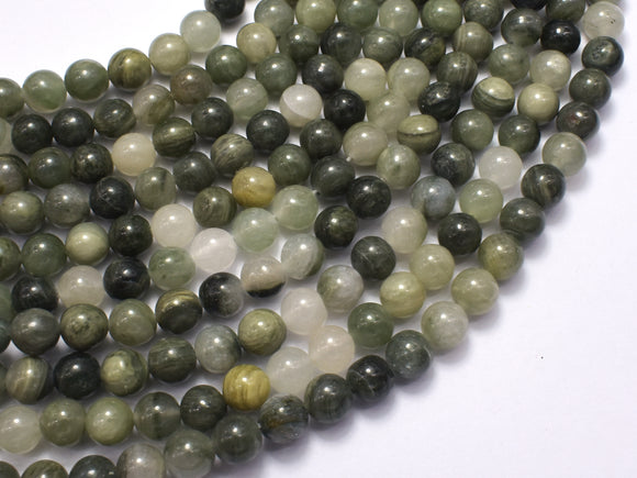 Green Line Quartz, 6mm Round Beads-BeadDirect