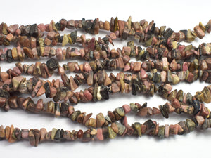 Rhodonite, 4-9mm Chips, 34 Inch-BeadDirect