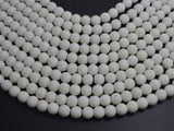 White Lava Beads, 8mm Round Beads, 15 Inch