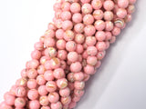 Shell Howlite-Pink, with Trochus Shell, 6mm (6.5mm)-BeadDirect