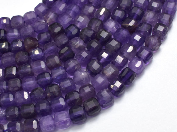 Amethyst, 5.5x5.5mm Faceted Cube Beads, 12.5 Inch