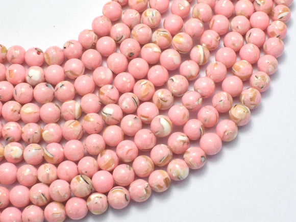 Shell Howlite-Pink, with Trochus Shell, 6mm (6.5mm)-BeadDirect