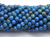 Howlite Turquoise - Blue with Gold Line, 6mm (6.4mm)-BeadDirect