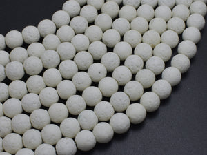 White Lava Beads, 8mm Round Beads, 15 Inch