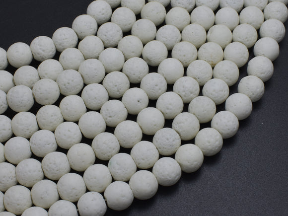 White Lava Beads, 8mm Round Beads, 15 Inch