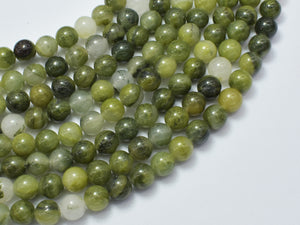 Green Line Quartz Beads, 8mm, Round-BeadDirect