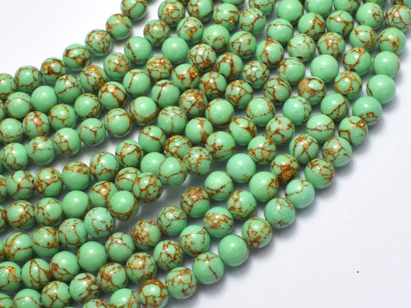 Howlite Turquoise - Green with Gold Line, 6mm (6.4mm)-BeadDirect