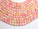 Matte Jade - Pink & Yellow, 8mm Round-BeadDirect