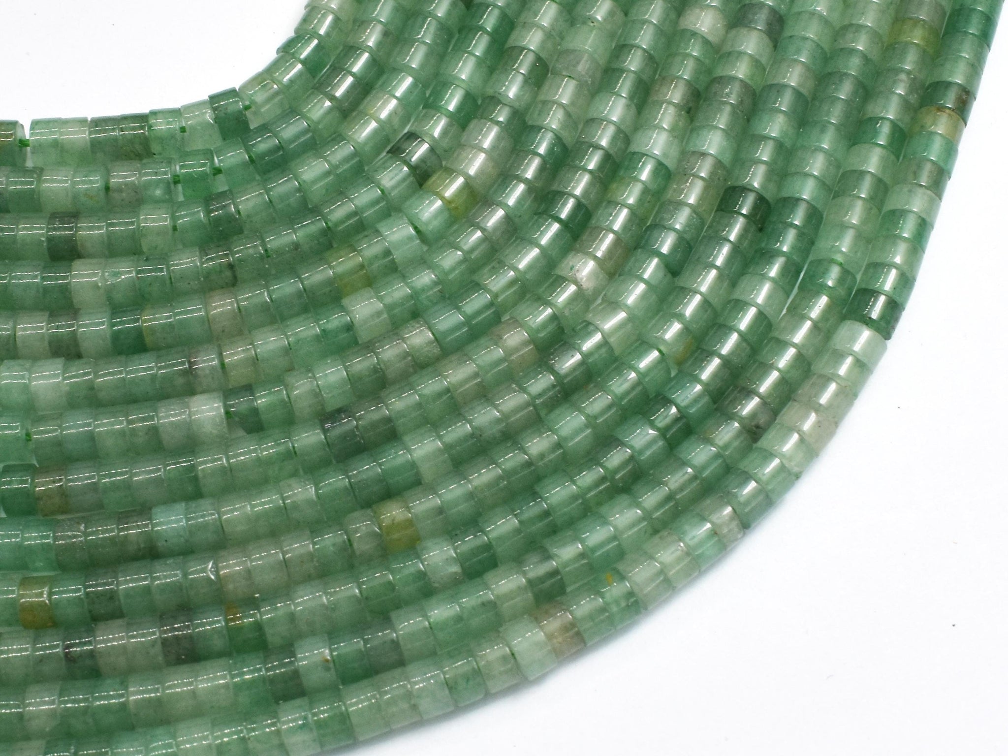 thumbnail image 2 of Natural Green Aventurine Rondelle Gemstone Bracelet – 7.5 Inch, Handmade Beaded Charm 2 of 5
