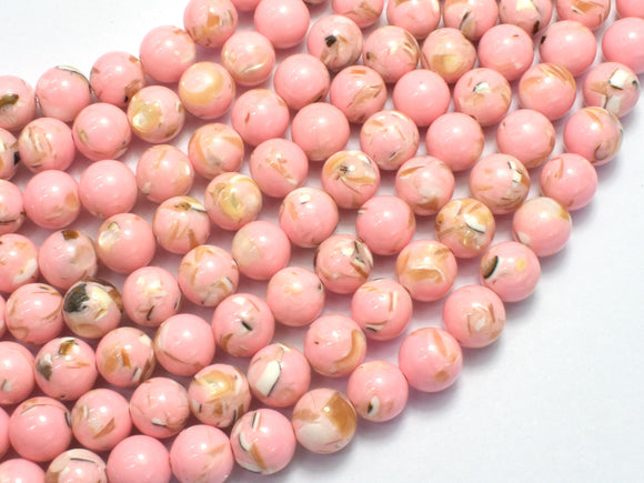 Shell Howlite-Pink, with Trochus Shell, 8mm (8.5mm) Round