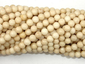 White Fossil Jasper 4mm (4.8mm) Round Beads-BeadDirect