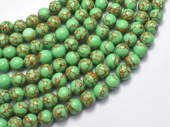 Howlite Turquoise - Green with Gold Line, 8mm (8.3mm)-BeadDirect