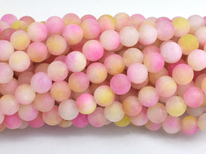 Matte Jade - Pink & Yellow, 6mm Round-BeadDirect