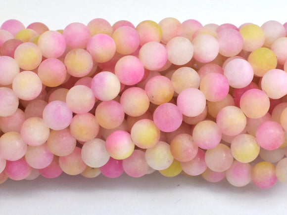 Matte Jade - Pink & Yellow, 6mm Round-BeadDirect