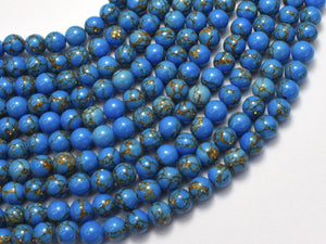 Howlite Turquoise - Blue with Gold Line, 6mm (6.4mm)-BeadDirect