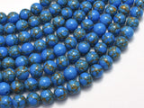 Howlite Turquoise - Blue with Gold Line, 8mm (8.3mm)-BeadDirect