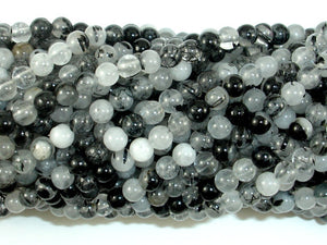Black Rutilated Quartz 3.8mm Round Beads