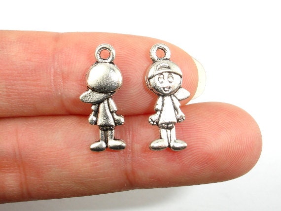 Boy Charms, Zinc Alloy, Antique Silver Tone, 8x19 mm, 20 pcs-BeadDirect